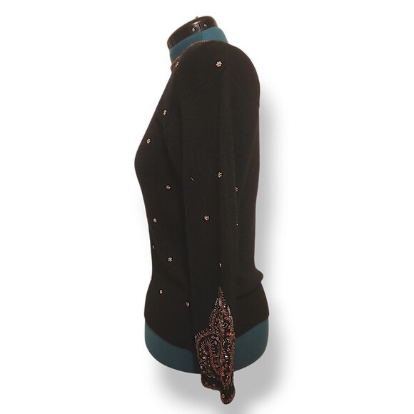 KAREN SCOTT Womens Silk Angora Rabbit Hair Lambswool Beaded Sweater Sz S Small - Picture 3 of 6